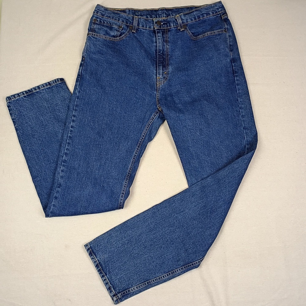 Levi's Mens 505 Regular Fit Straight Leg Medium Wash Denim Jeans 36x34 - Picture 1 of 10